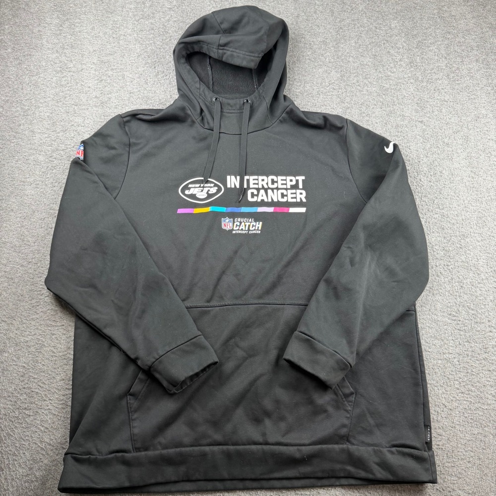 Nike New York Jets Crucial Catch Men's XXL Intercept Hoodie Black Therma-FIT